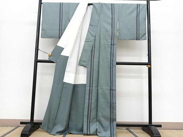 平和屋着物●石川県指定無形文化財　牛首紬　白山工房　手織り　間道　さが美扱い　正絹　逸品　BAAT0856yc 平和屋着物○石川県指定無形文化財 牛首紬 白山工房 手織り 間道