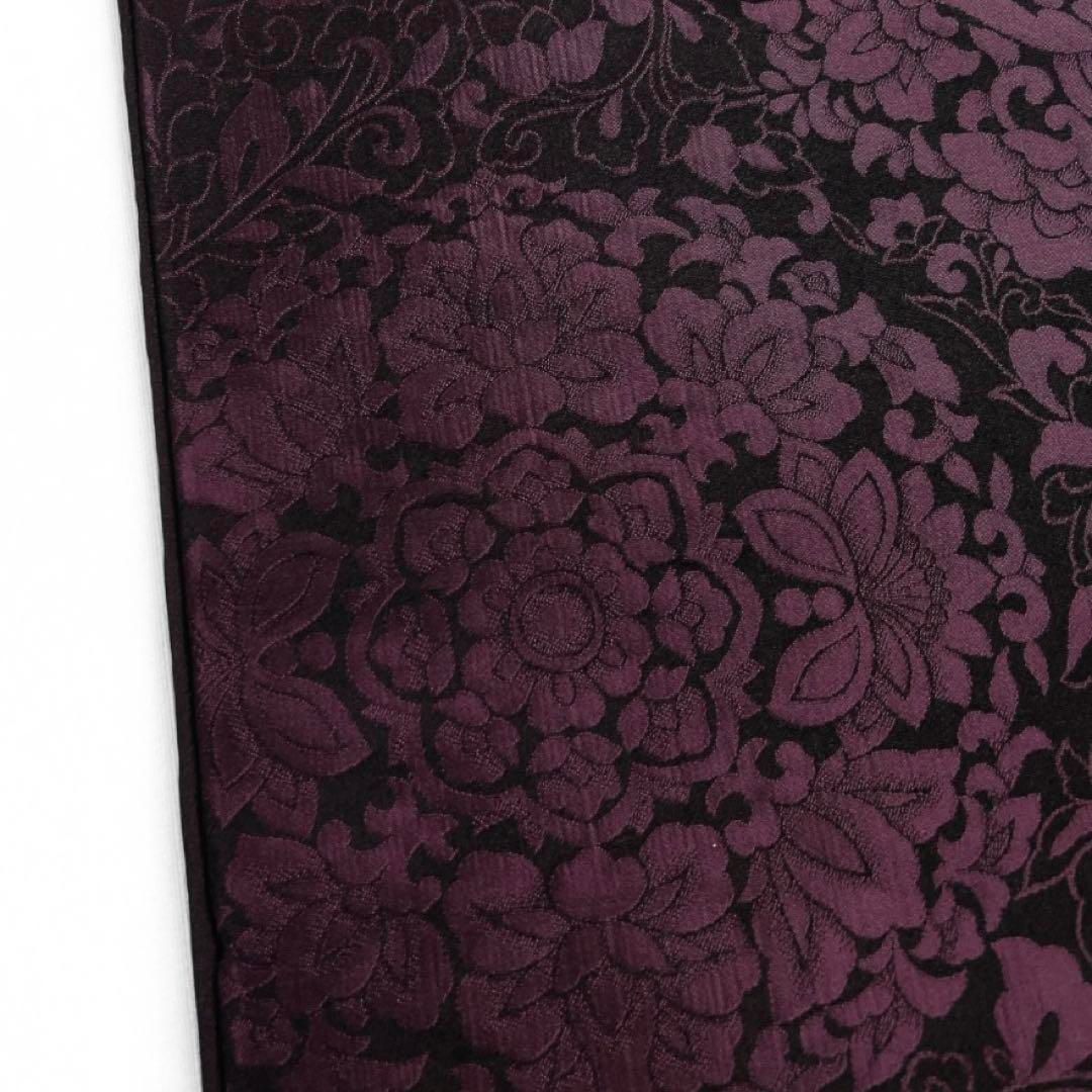 袋帯　全通　華紋　唐花　唐草　黒地　パープル　ダーク　モード　着物　014a d 袋帯全通華紋唐花唐草黒地パープルダークモード着物014a d