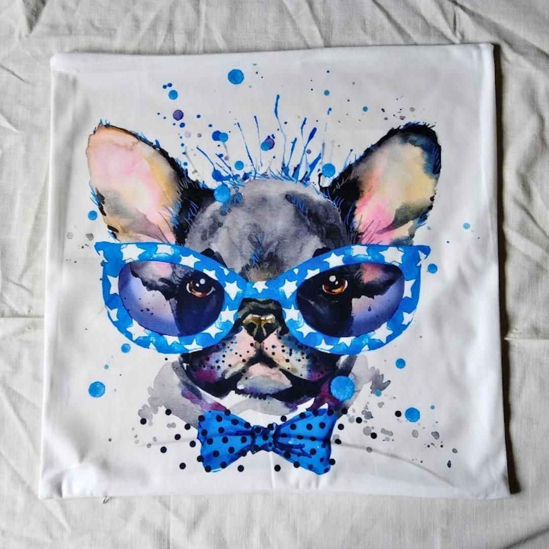 210系  ⭐️ 6枚セット ⭐︎ 白い 花柄 クッションカバー 水彩画風 クッションカバー2枚セット 45×45 犬柄 アート インテリア 動物