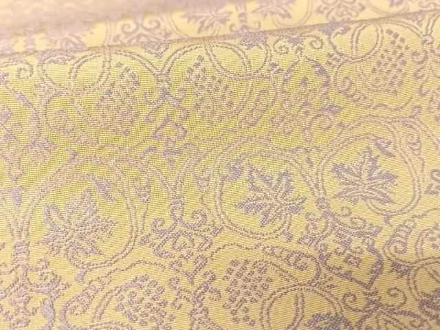 平和屋着物○伊と幸 松岡姫 風通お召 葡萄唐草文様 証紙付き 正絹 逸品