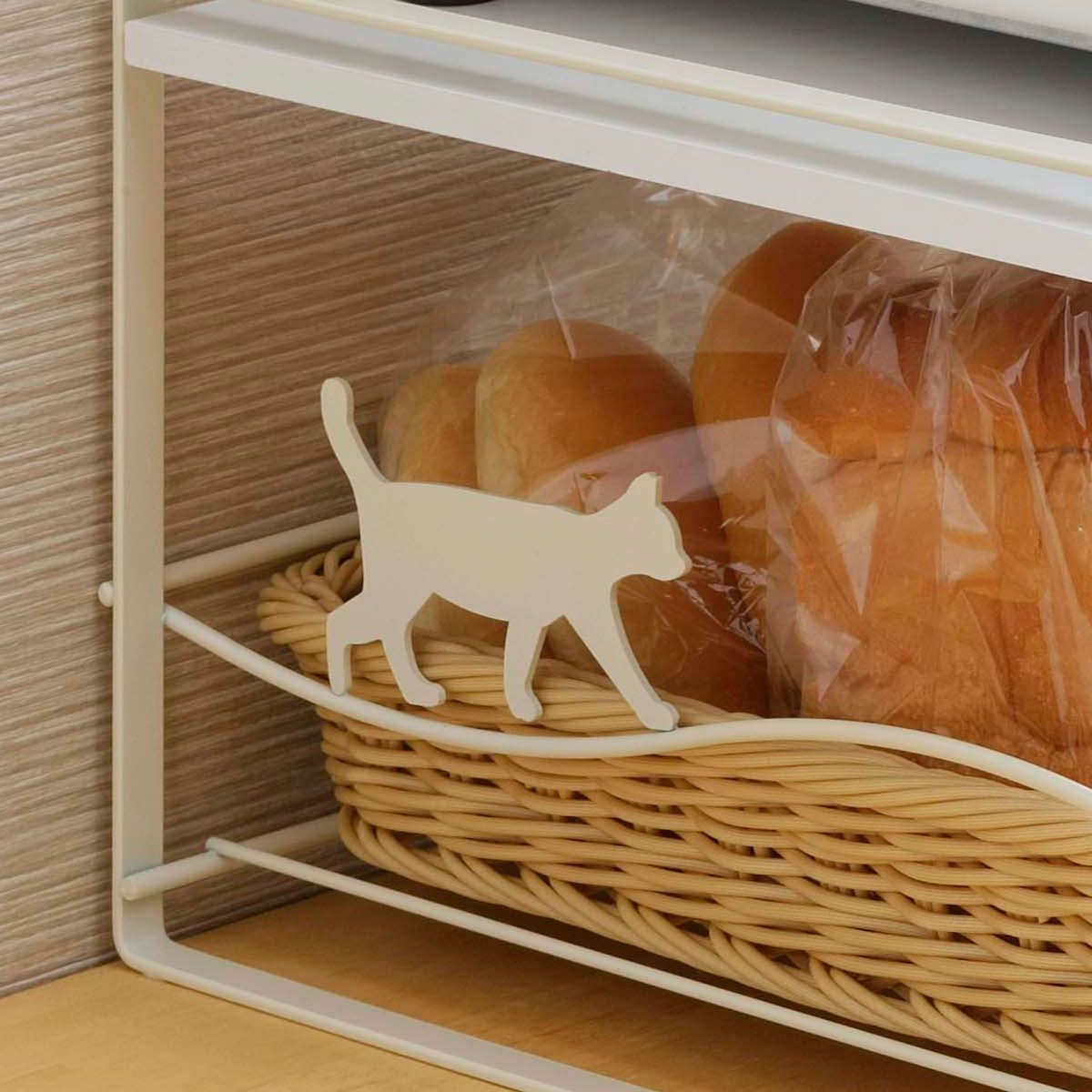 キッチンラック トースターラック ネコ （ バスケット付き スチール