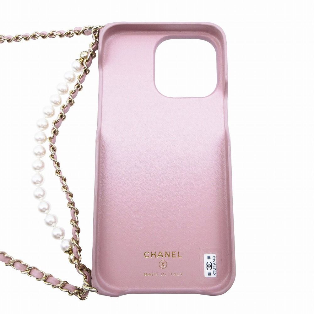 CHANEL シャネル iPhone15PRO ケース AP3866 B16097 スマホケース ラムスキン チェーンストラップ パールストラップ ピンク |TNT CHRISTIANNAURATH_COM_BR