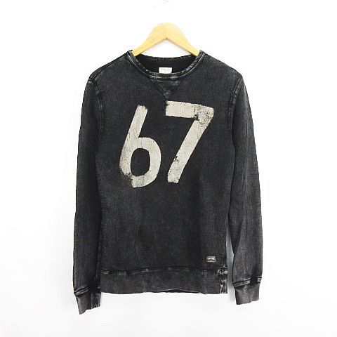 デニムu0026サプライ ラルフローレン DENIM u0026 SUPPLY RALPH LAUREN Tシャツ カットソー スウェット 長袖 クルーネック ユーズド加工 コットン XS ブラック ※EKM