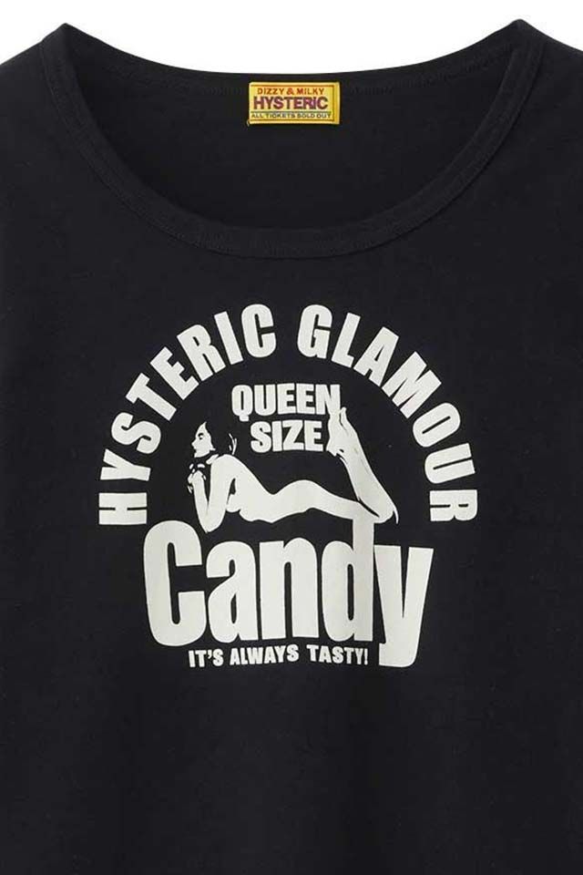 GLAMOUR ヒステリックグラマー QUEEN SIZE CANDY チビTシャツ BLACK レディース