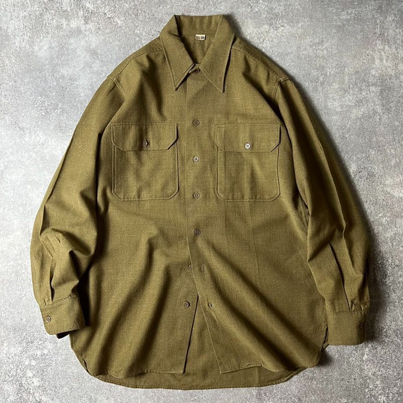 40年代 米軍　ヴィンテージミリタリーシャツ　マスタードシャツ 楽天市場】40's ビンテージ □ 米軍実物 US ARMY AIR FORCE マチ