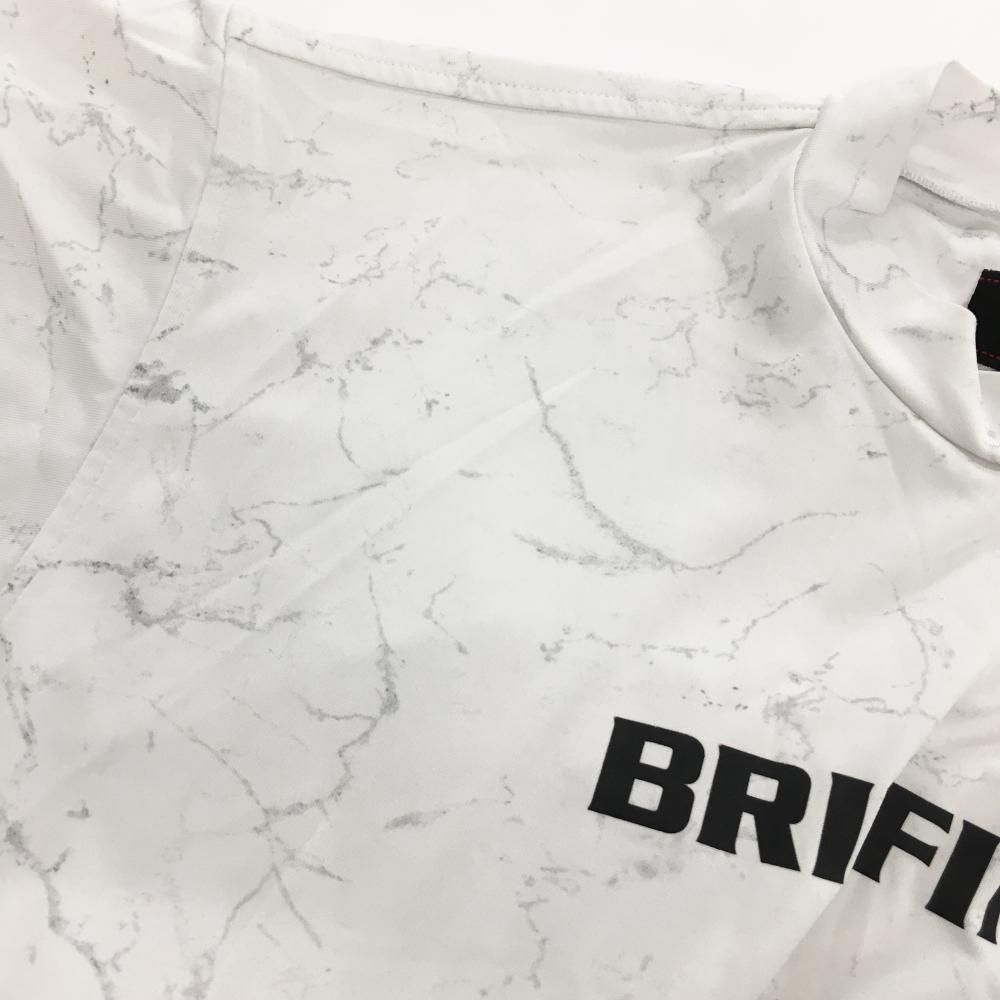 ブリーフィング 半袖ハイネックシャツ 白×ライトグレー 総柄 メンズ L ゴルフウェア モデル BRIEFING WHITEMONARCHHOTEL_COM