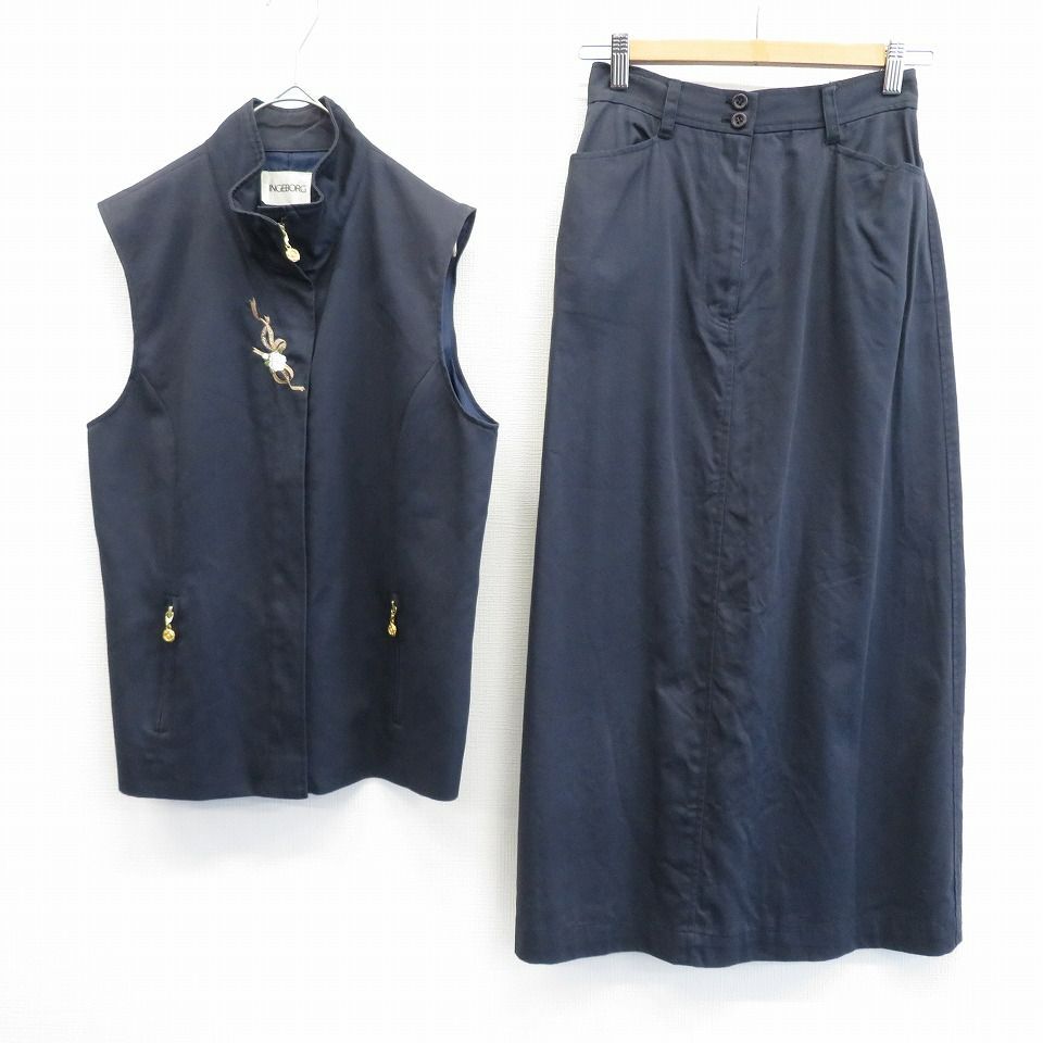インゲボルグ INGEBORG セットアップ ベスト スカート 刺繍 カメリア 