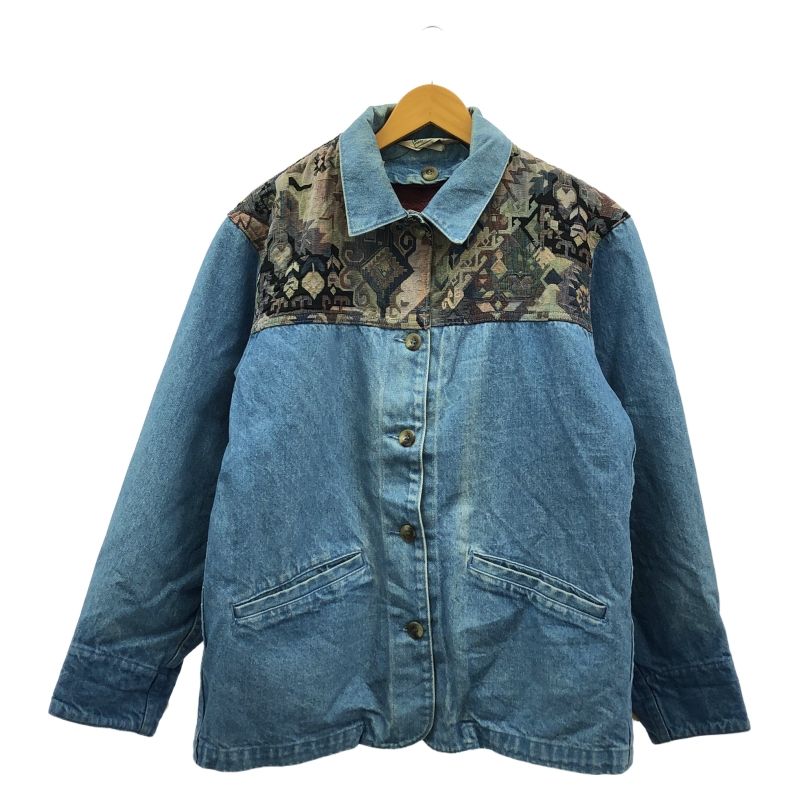 L.L.Bean 花柄刺繍デニムジャケット M ブルー エルエルビーン 10