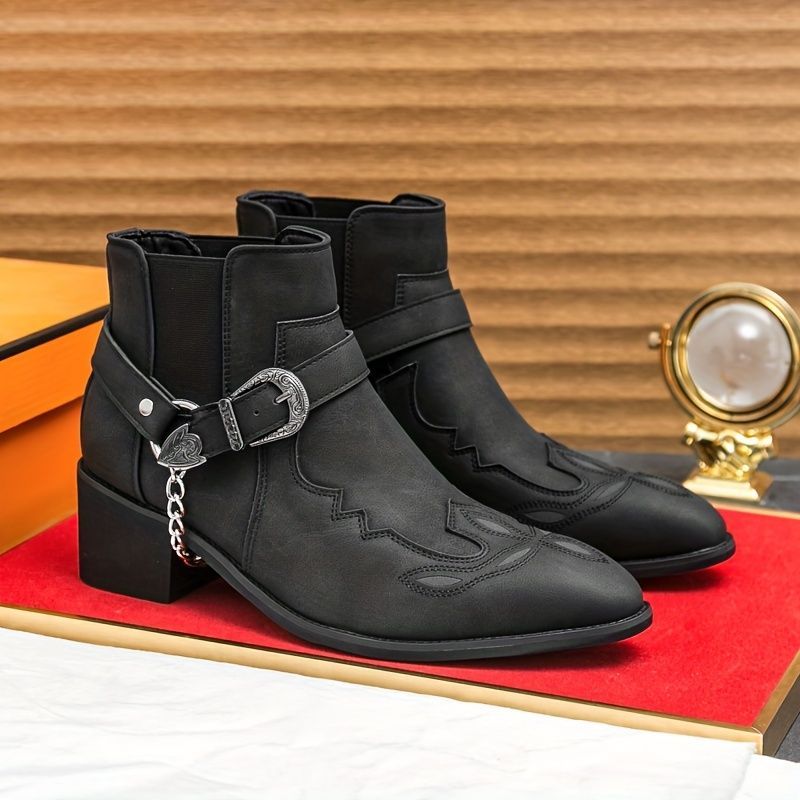 m*a様 激安SALE❣️【¥56200 】SENDRAウエスタンブーツ ショートブーツ ウエスタンブーツ メンズ チェーン ブラック ブラウン