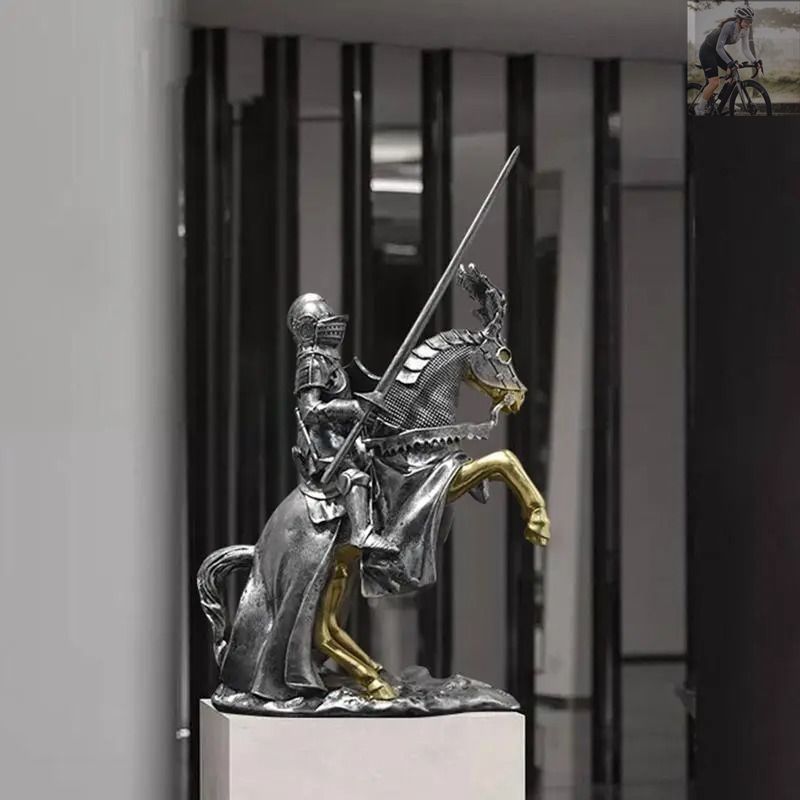 中世のホースナイト像 馬 騎士 像 戦士 中世時代 歴史 置物 オブジェ