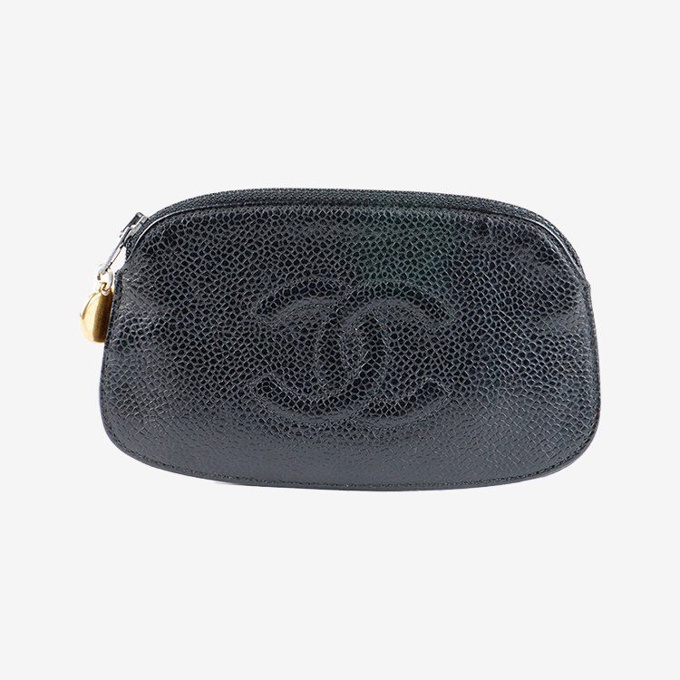 並品】CHANEL ココマークコインケース キャビアスキン ブラック