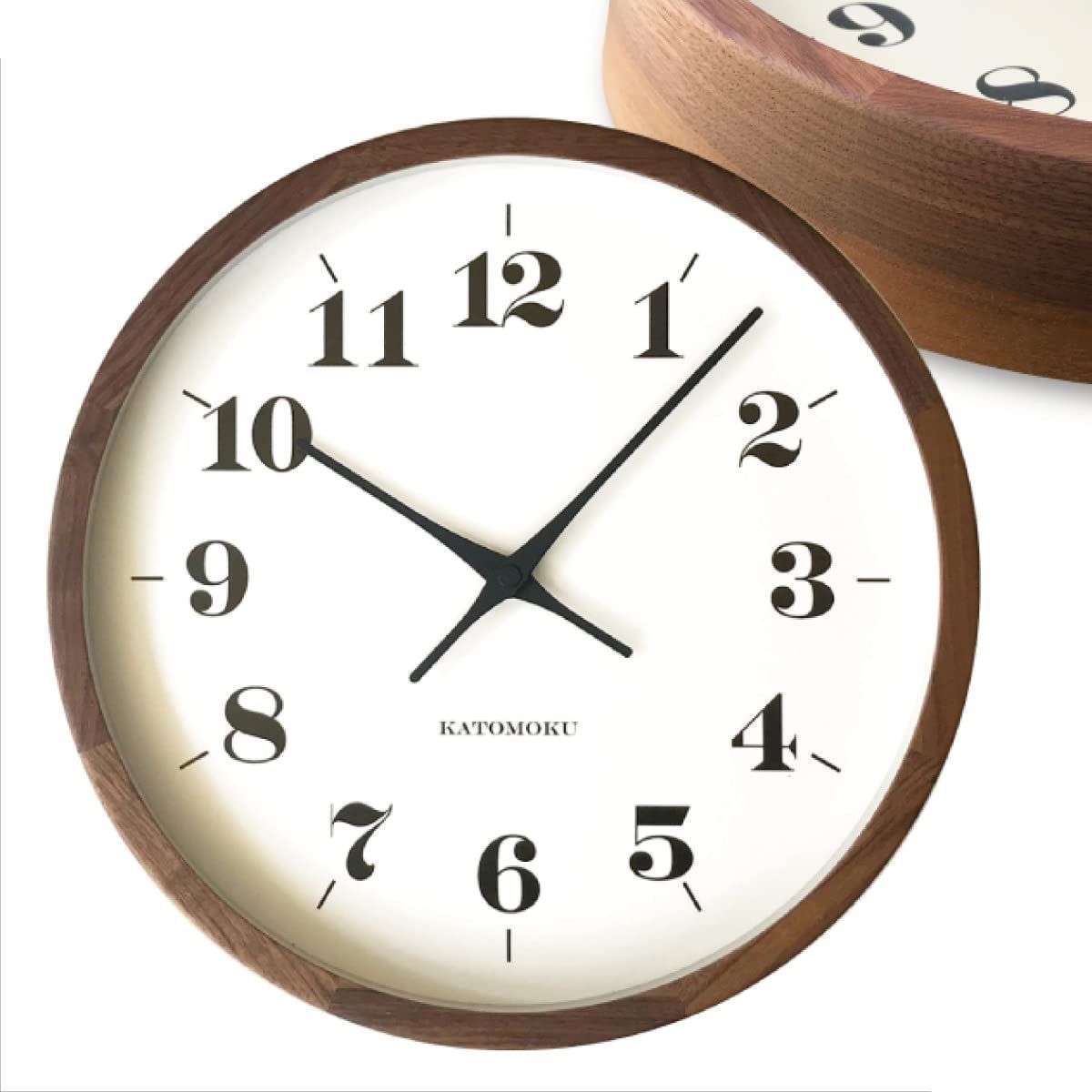 【人気商品】clock 12 ウォールナット 電波時計 muku 連続秒針ムーブメント km-98 KATOMOKU φ306mm (電波時計)
