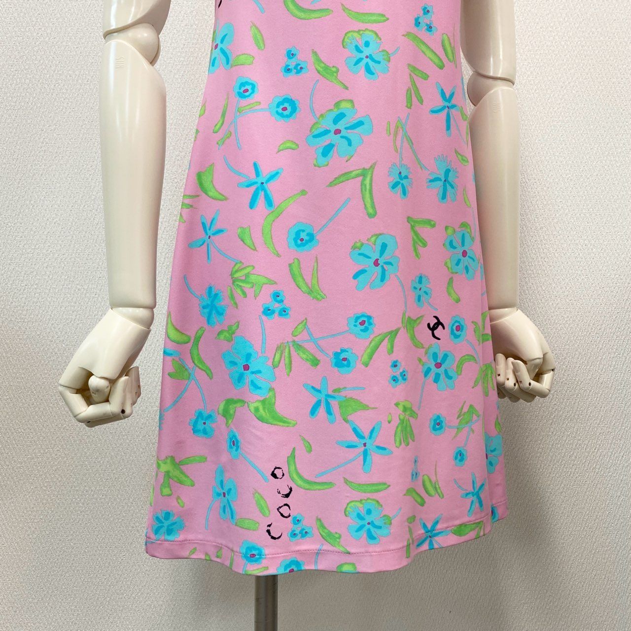 38k12 CHANEL シャネル 97P P07806V05606 マイヨ生地 花柄ワンピース
