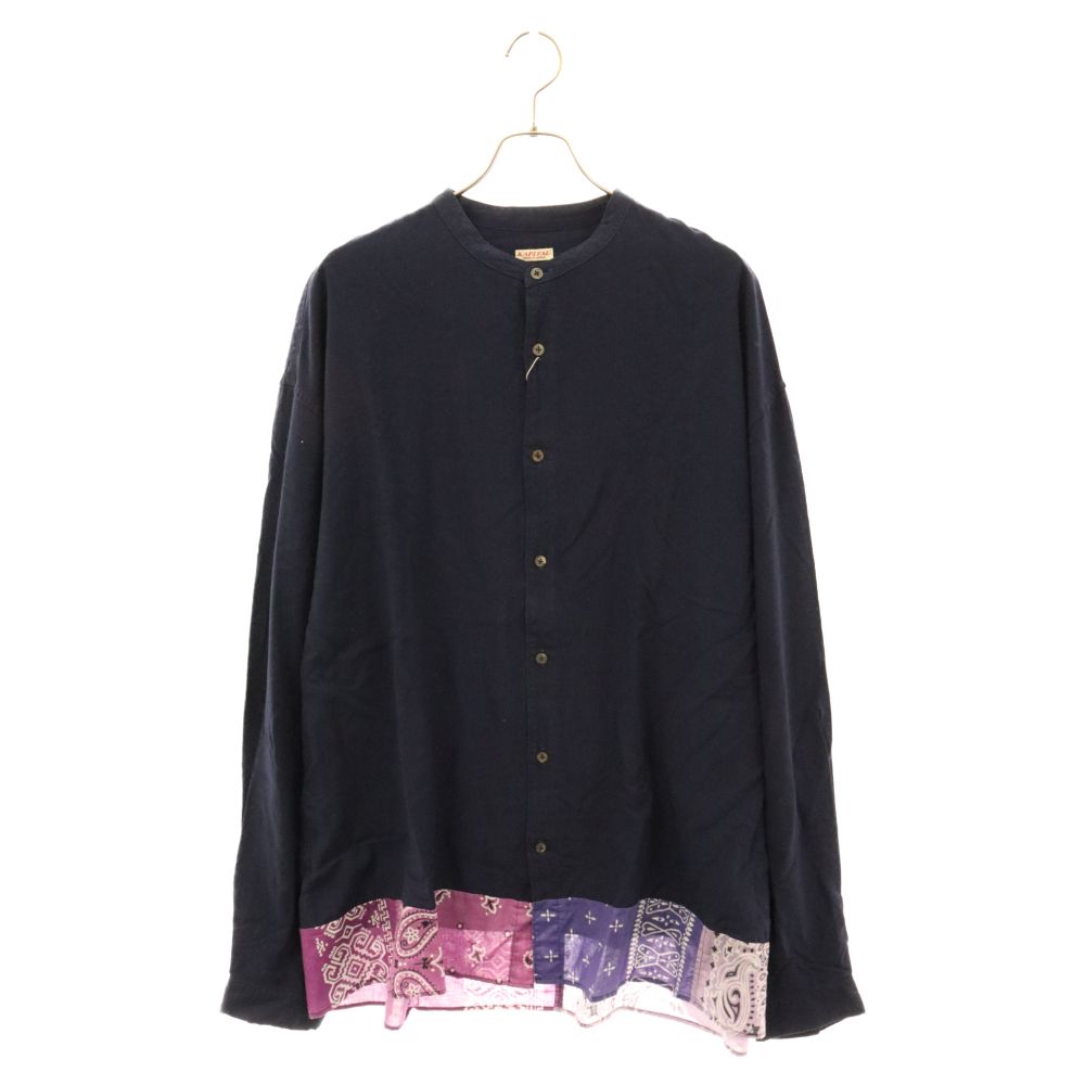 KAPITAL (キャピタル) パッチワークバンダナ切替 ノーカラーシャツ  