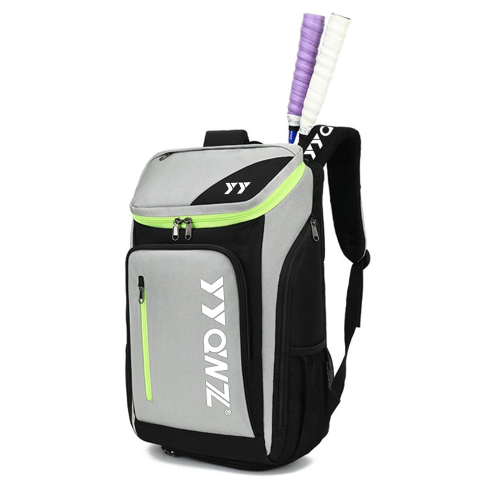 Color:グレー [FMAFNLY] バドミントンラケットバッグ テニス ラケットケース バックパック スポーツ 3本収納 防水生地 靴収納 旅行用 多機能型 大容量 グレー