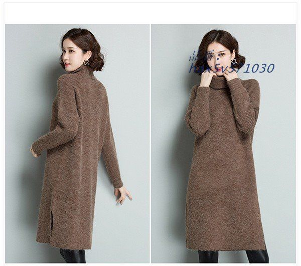  ニットワンピース 秋冬 チュニック 長袖 セーター トップス ニット カジュアル ニットソー グレー タートルネック ゆったり hax 5 v 571030 ノースリーブ ニット セーター