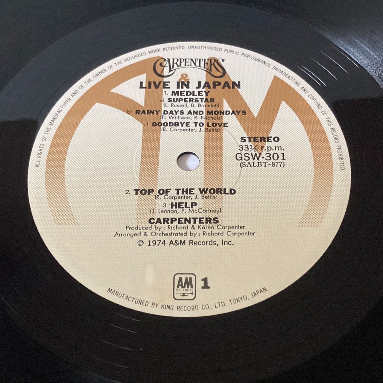 Carpenters / Live In Japan レコード - メルカリ