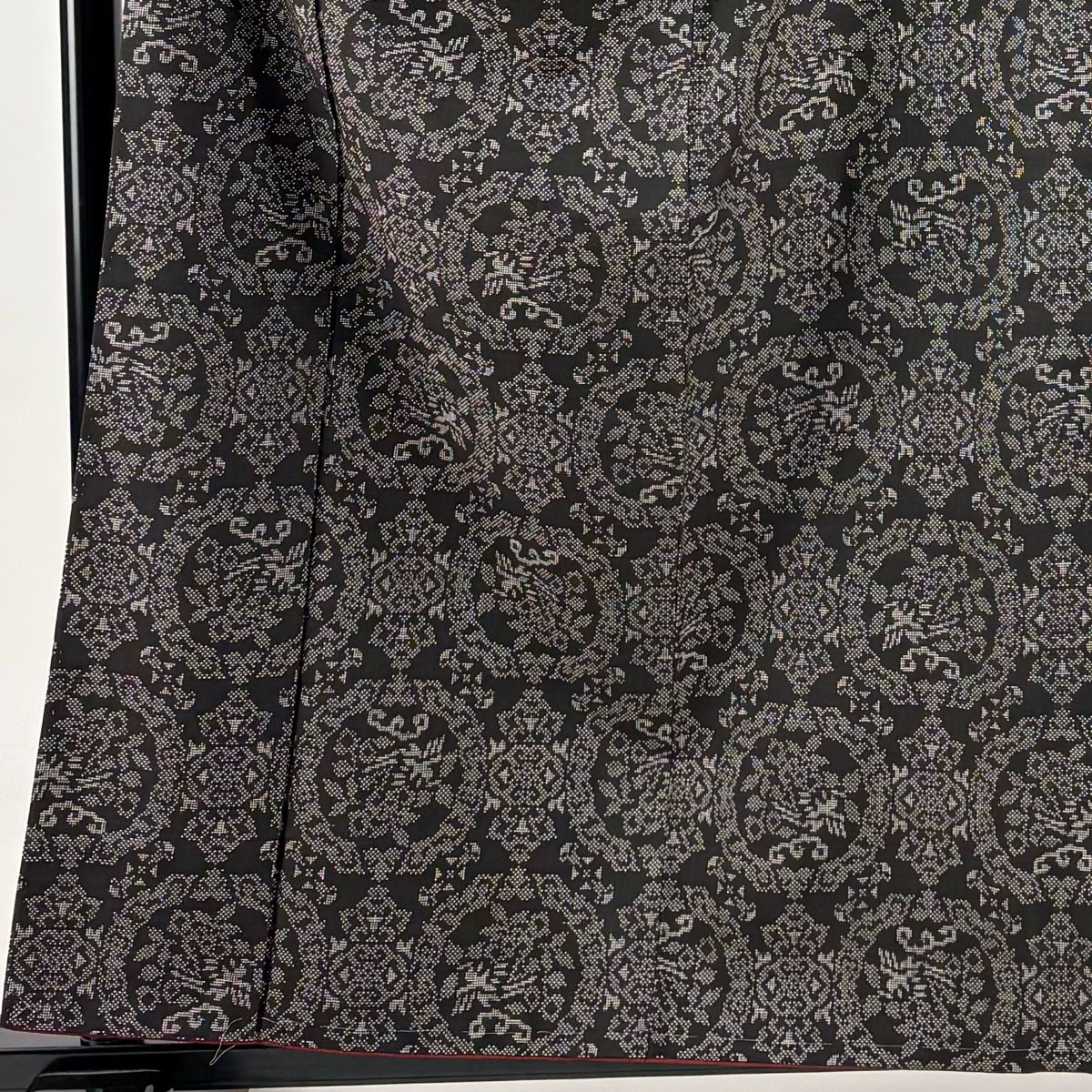 大島紬 身丈159.5cm 裄丈63cm S 袷 純泥染 証紙 草花 華文 焦茶色 正絹 秀品