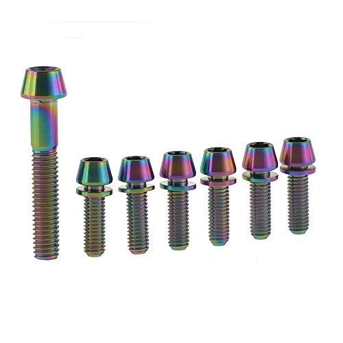 レインボー_M5x20mm Dingtai１本M6X35m チタンバイクヘッドセットボルトと6本M5 x16 18 20mm バイクステムチタンボルト (レインボー， M5x20mm)