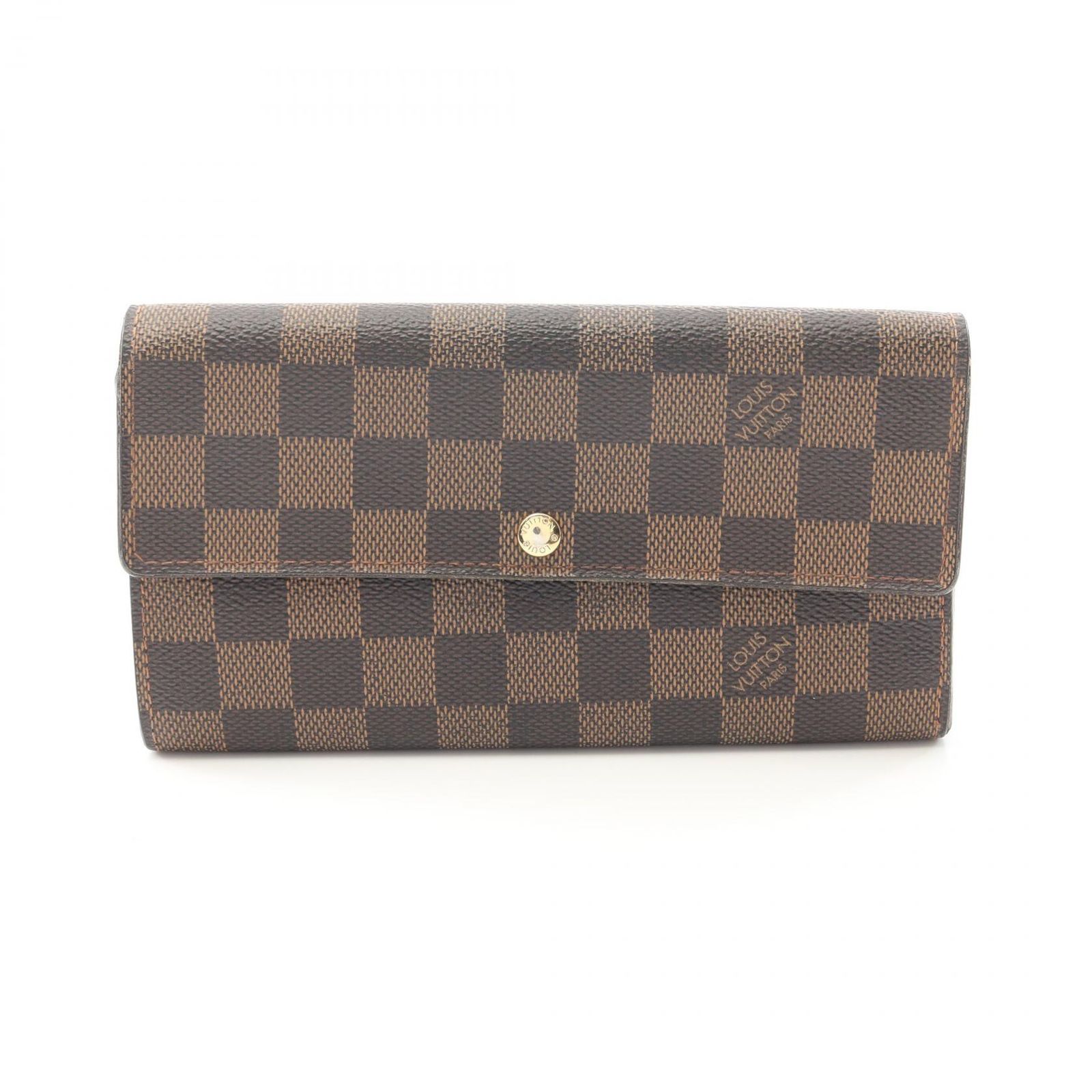 ルイ ヴィトン LOUIS VUITTON 二つ折り長財布 ポルトフォイユ サラ ダミエエベヌ N61734 PVCコーティングキャンバス レザー ポルトフォイユ サラ レディース Used B
