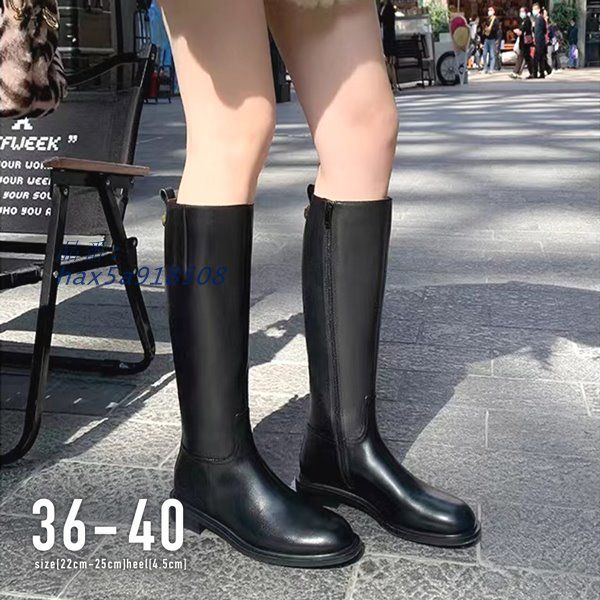 ロングブーツ レディース 秋 冬 ヒール きれいめ ストレートジョッキーロングブーツ カジュアル シンプル おしゃれ 高見え 韓国ファッション 韓国コーデ hax5a918508