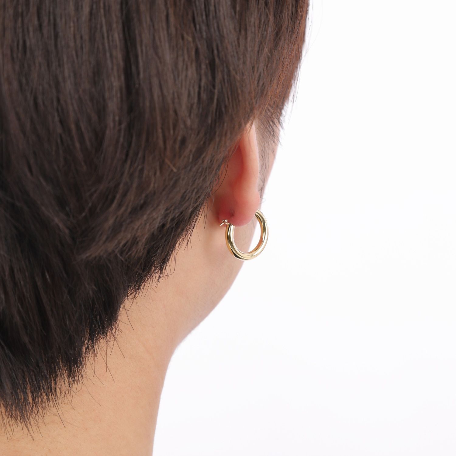 K18フープピアス 金 18ピアス片耳用メンズ　レディース(2mm×20mm) 18金 フープピアス メンズ K18 18K 中折れ ピアス 大人 彼氏