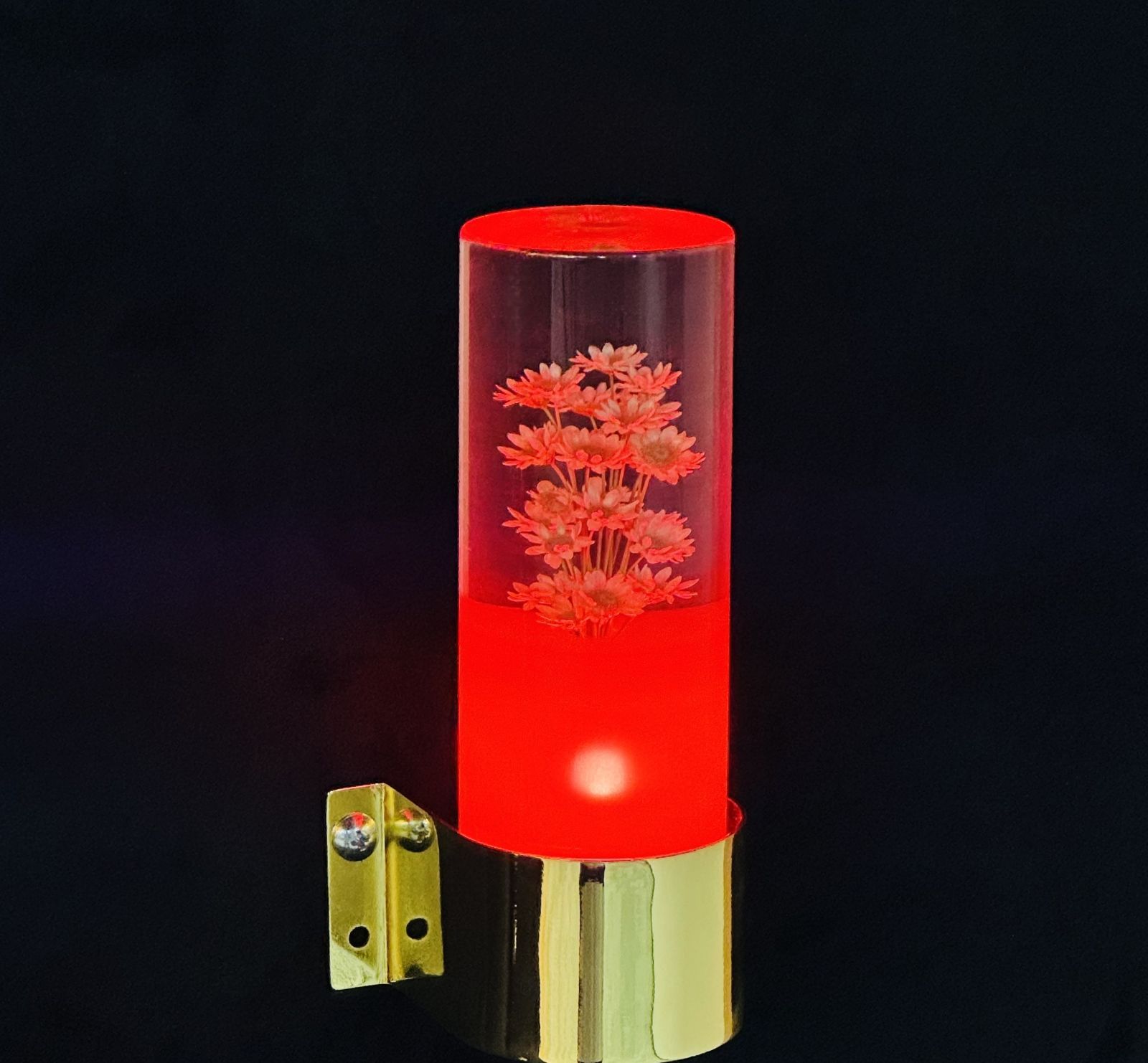 レトロ 水中花ライト 赤 金メッキステー シャンデリア 金華山 デコトラ 2個セット C0770D