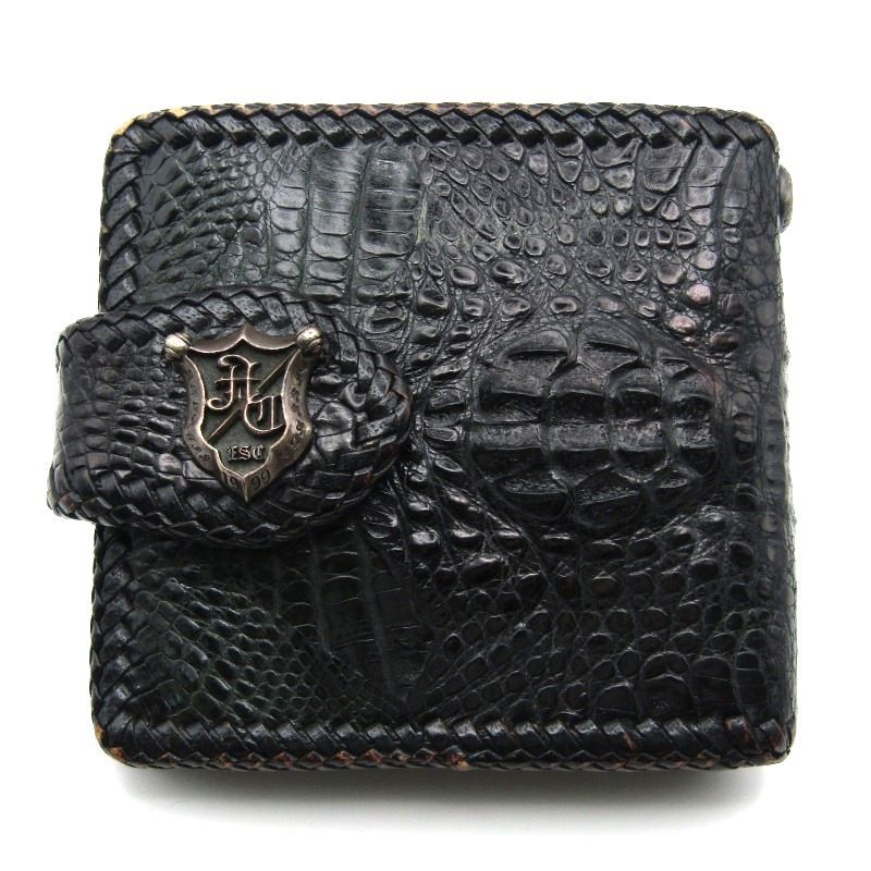 Artemis Classic アルテミスクラシック 二つ折り財布 ワニ革 SV925 小銭入れ付き 本革 ブラック 黒 24005391