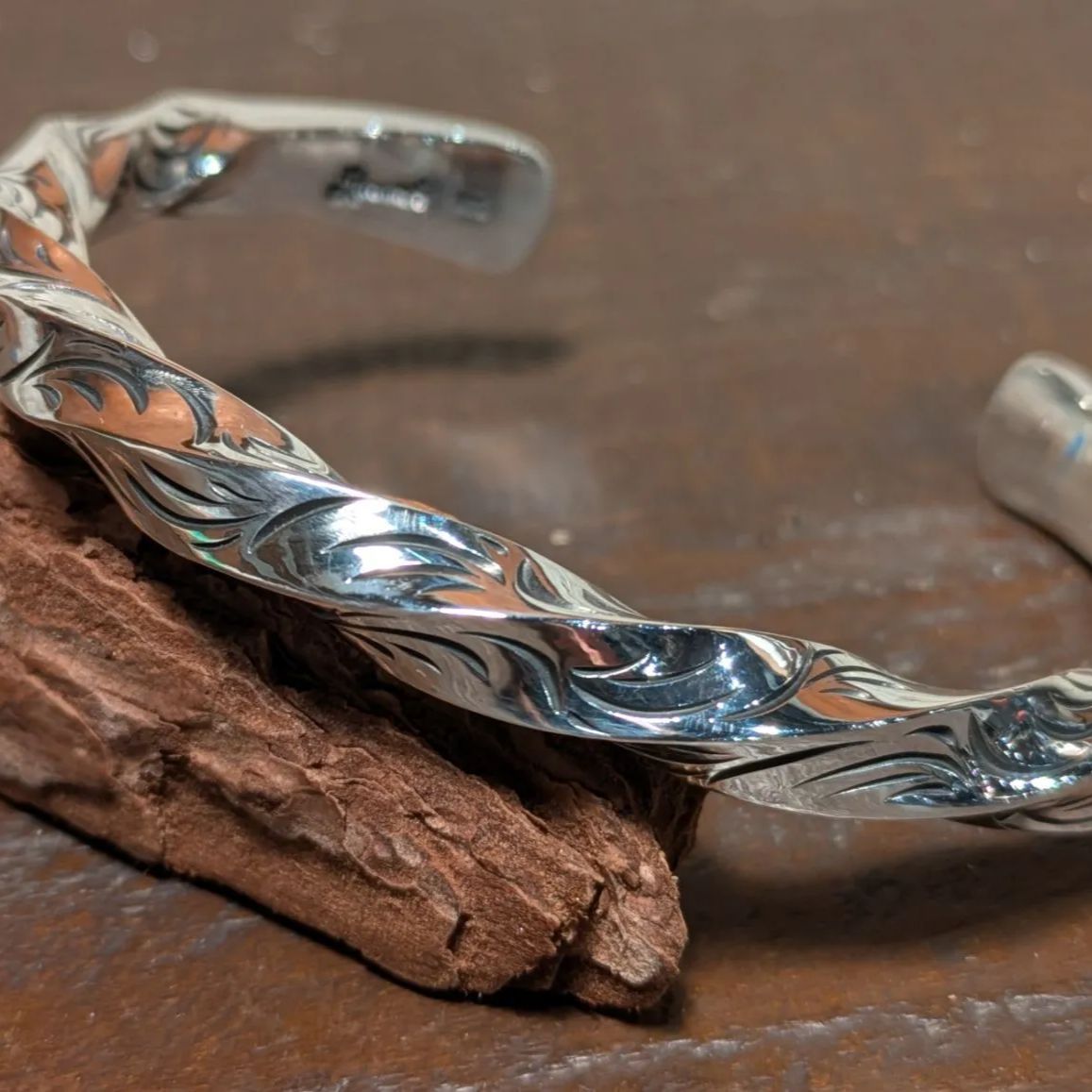 美品 シルバーアクセサリー バングル silver 925 編み込み