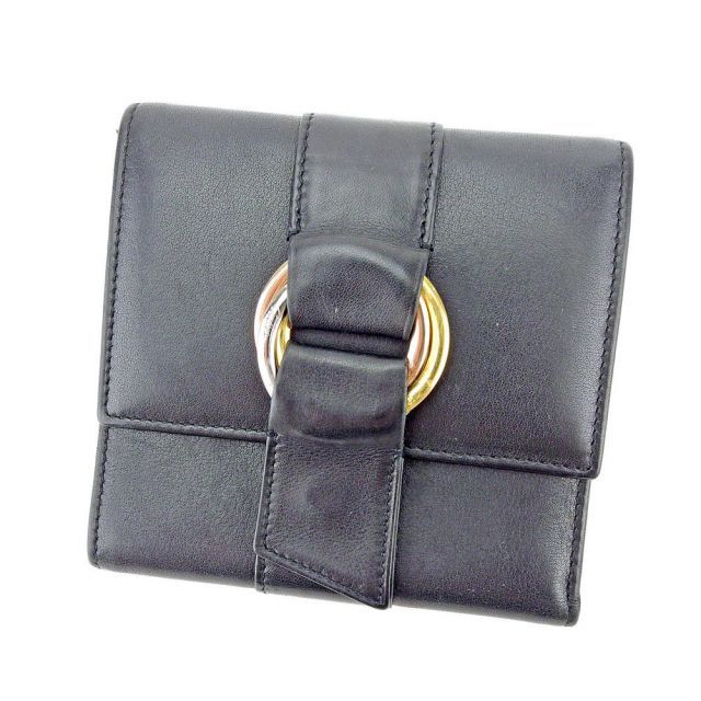 Cartier mカルティエ　三つ折り財布　ブラック　黒　シルバー Cartier カルティエ 三つ折り 財布 レディース パンテール