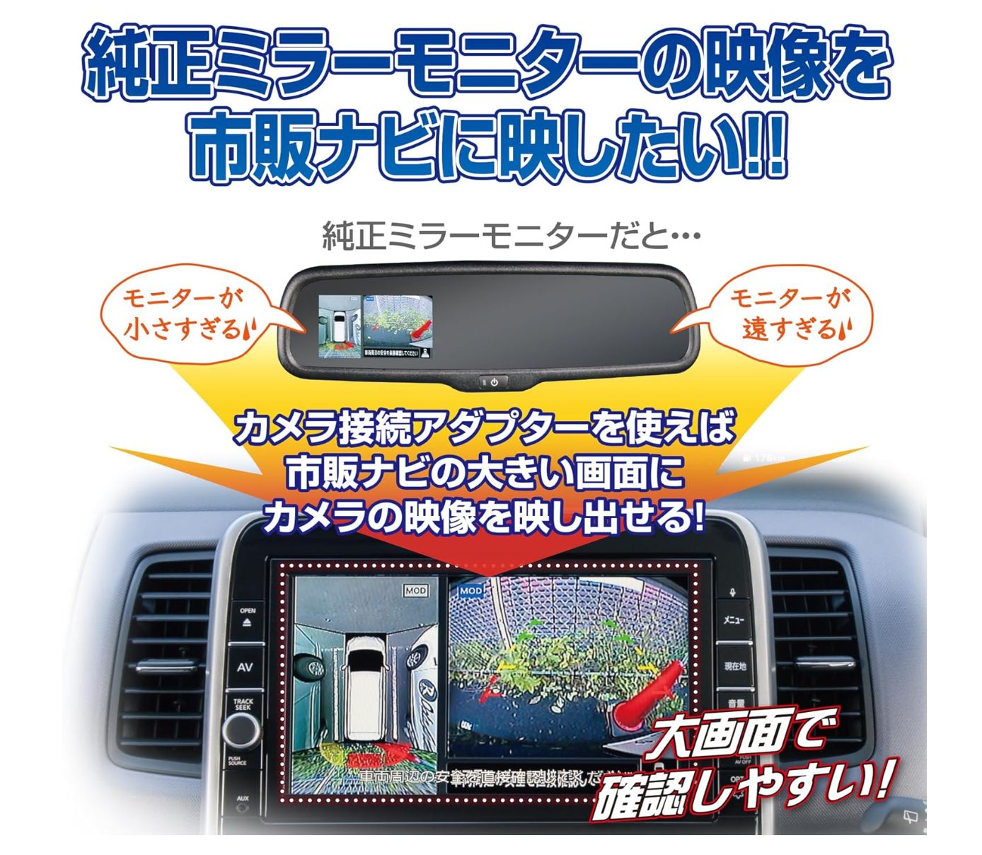 データシステム リアカメラ接続アダプター ビルトインスイッチ