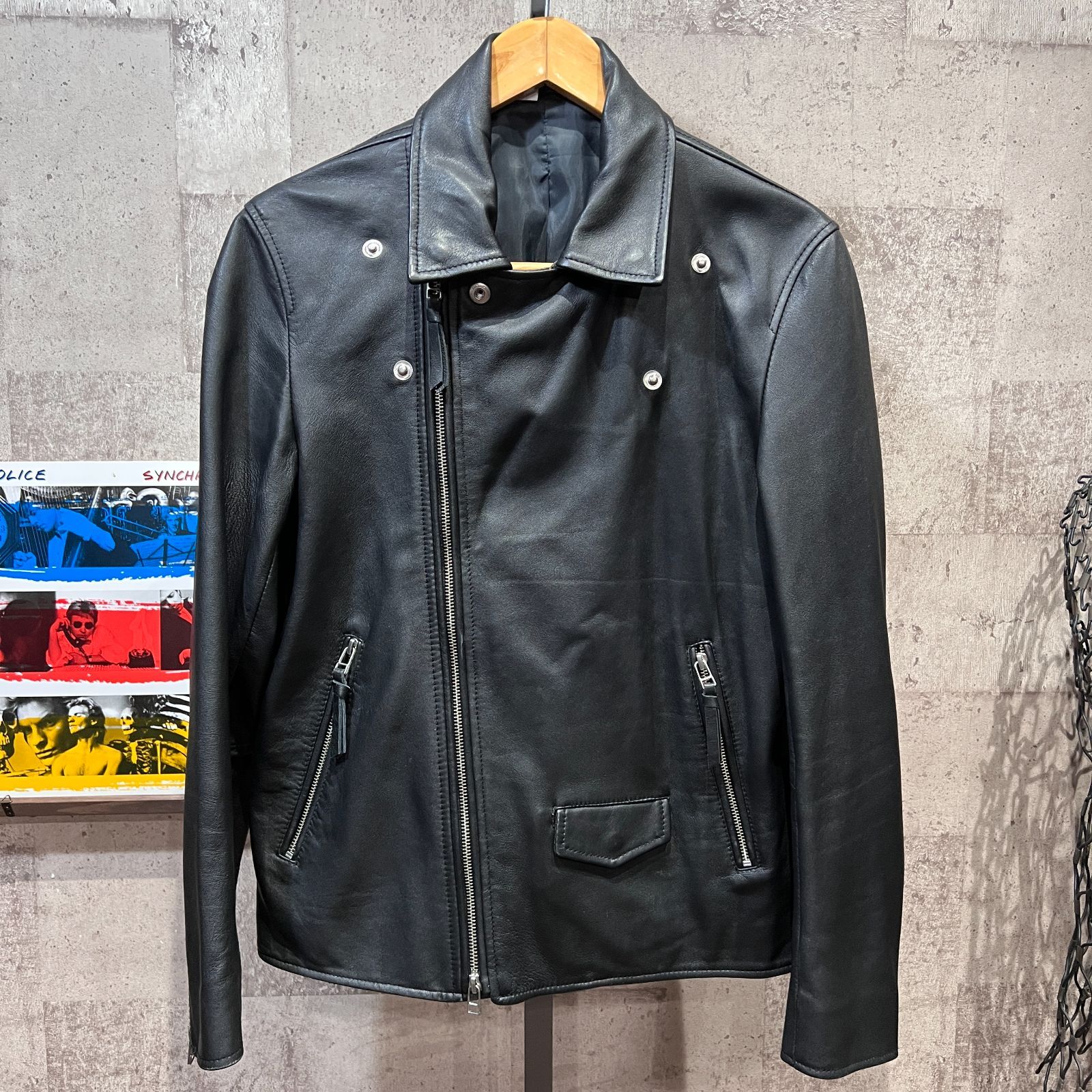 美品 INHERIT シープスキン ダブル ライダースジャケット S ジャーナル 