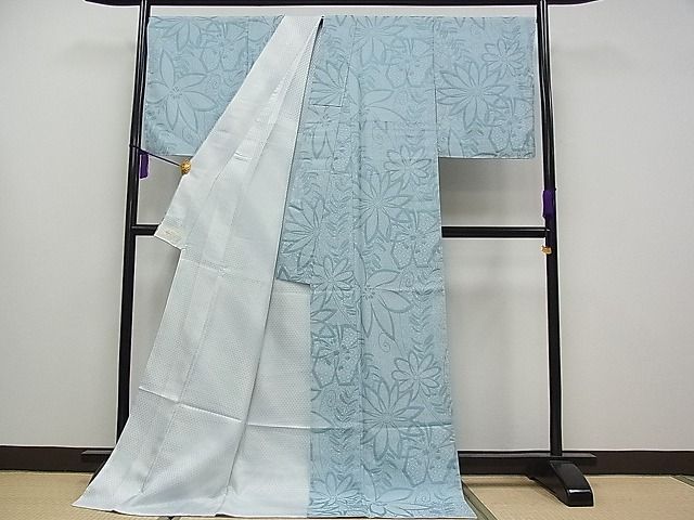 平和屋本店□極上 お召・長襦袢セット 舞花文 やまと金ラベル 逸品 未