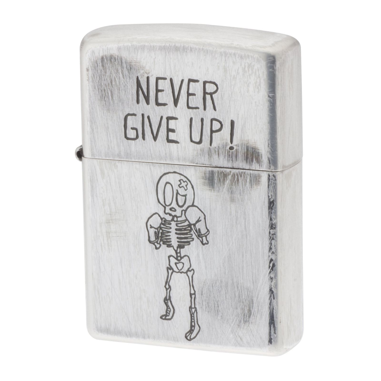 ZIPPO(ジッポー) ライター シルバー ユーズド フィニッシュ ファニースカル エッチング 2UDS-GIVEUP