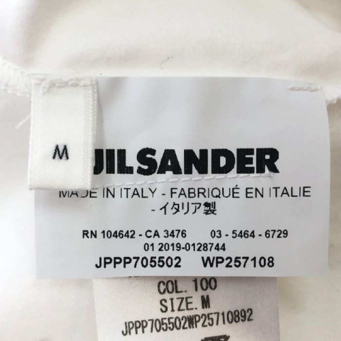 ジルサンダープラス JIL SANDER  クルーネック 裾ロゴ刺繍 半袖Tシャツ カットソー Mサイズ  ホワイト【中古】【新品同様】【美品】 JIL SANDER（ジルサンダー） JIL SANDER+ プラス Tシャツ J47GC0012