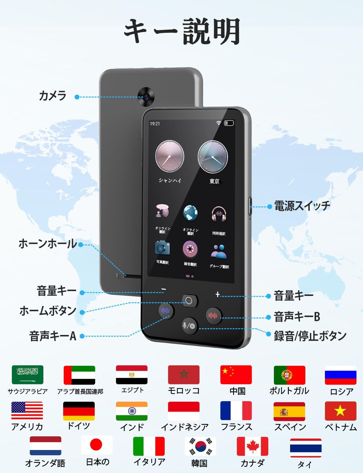 数量限定】0.1秒通訳機 138種言語 AI Bluetooth オフライン対応