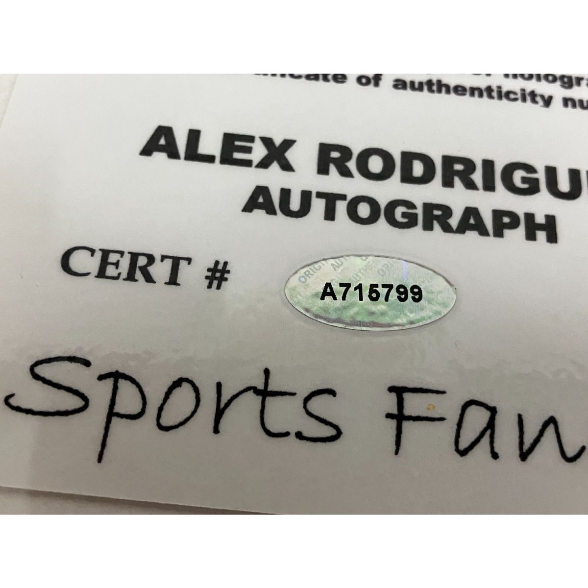 Alex Rodriguez アレックス・ ロドリゲス 直筆サイン入り写真