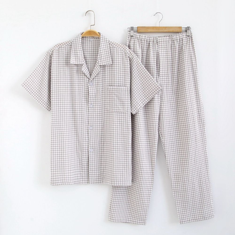 ベージュ×チェック  2XL  ルームウェア メンズ pk002 ルームウェア メンズ 上下 パジャマ 寝巻き 寝間着 寝巻 ルームウエア 部屋着 室内着 ナイトウェア ナイトウエア セットアップ 春 夏 半袖 