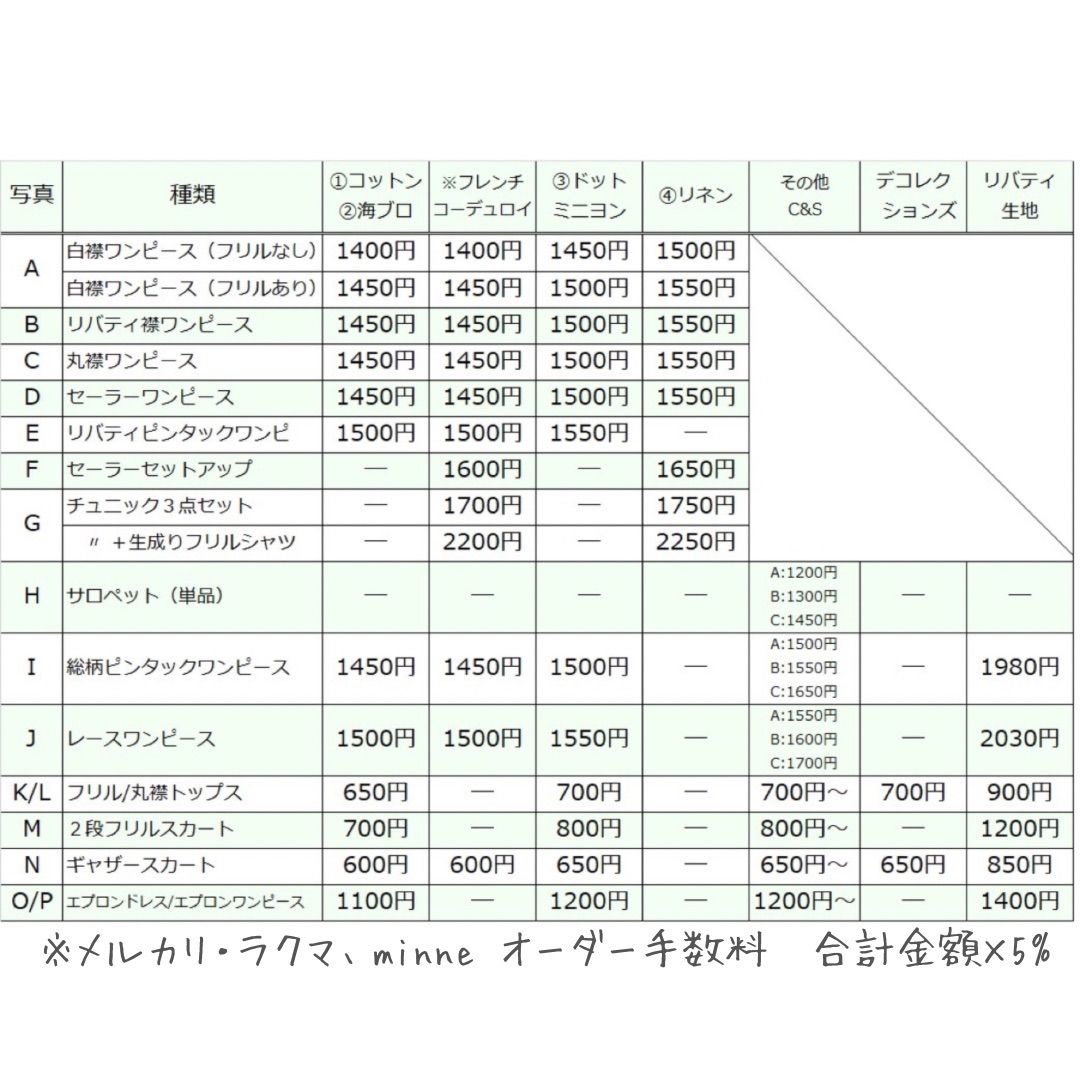 【オーダー受付中】お洋服・価格一覧表 ハンドメイド ドール 人形服 リバティ オーダー受付中】⌘ 26センチサイズドール服 お人形服