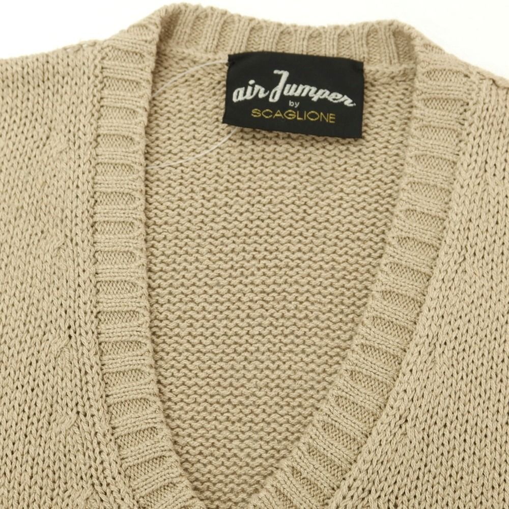 中古スカリオーネ SCAGLIONE シルク Vネック ニットベスト ベージュ