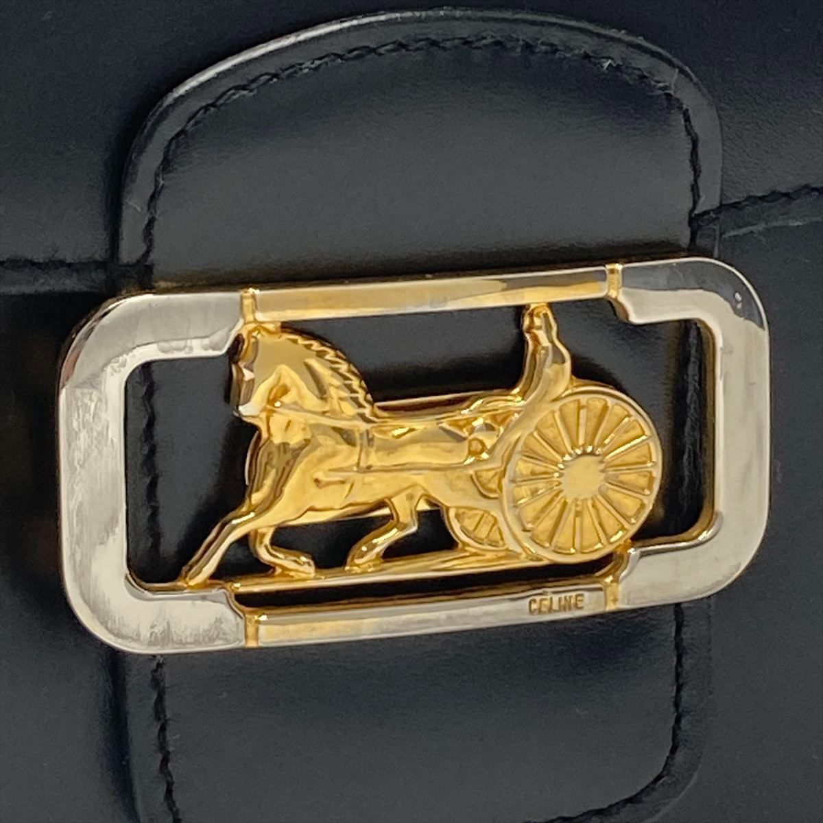 CELINE セリーヌ  ベルト 馬車 金具 バックル 黒 ゴールド セリーヌ ショルダーバッグ ホースキャリッジ 馬車金具 鞄 黒