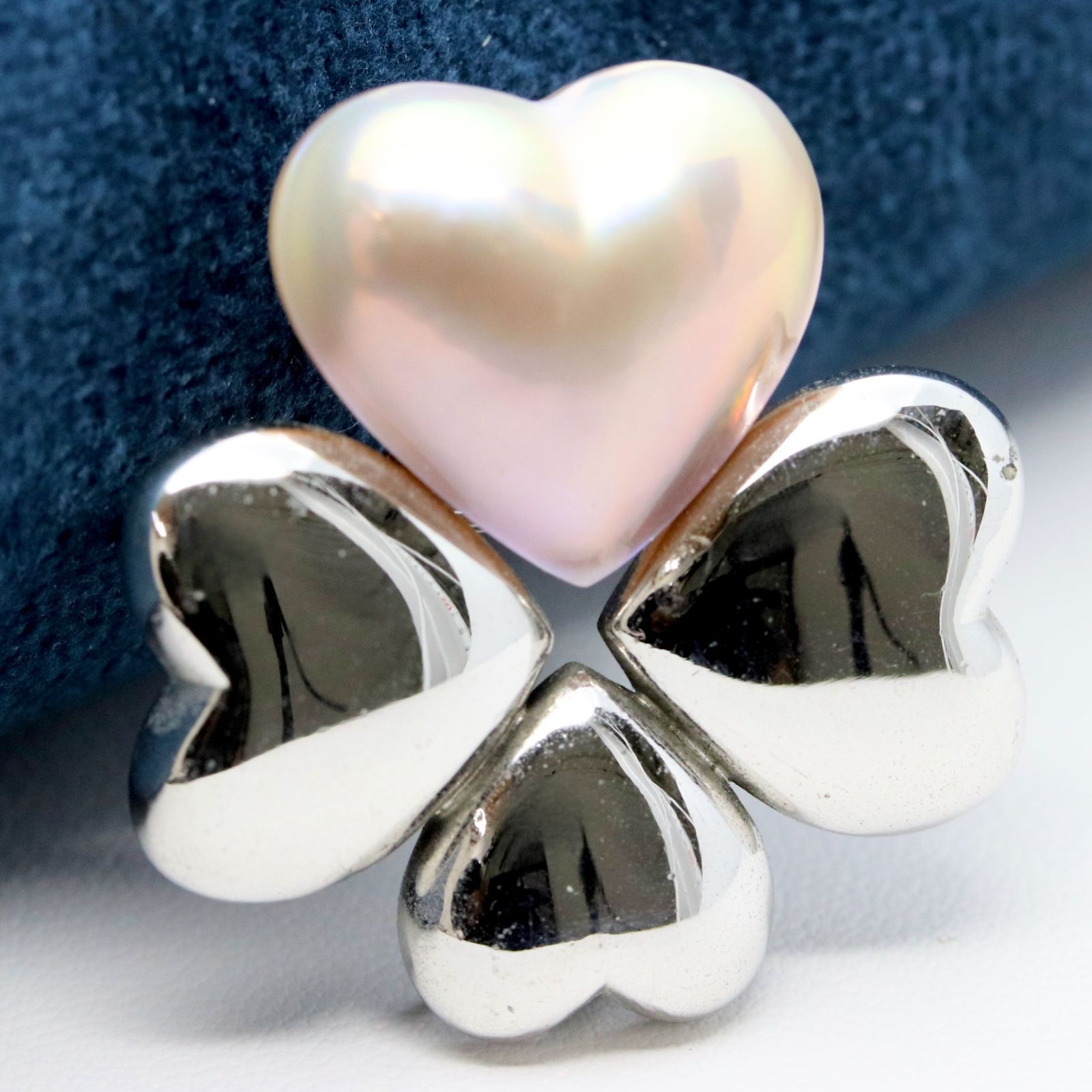 田崎真珠　マベパール　ブローチ　ハート　クローバー　シルバー　TASAKI 田崎真珠 マベパール ブローチ ネックレストップ シルバー ハート