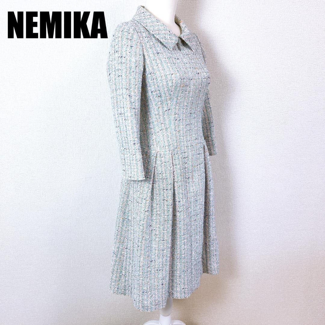 ネミカ レリアン ゆったりツイードパステル Aラインワンピース 7 □