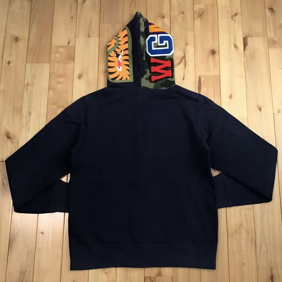 1st camo green × navy シャーク パーカー Mサイズ a bathing ape BAPE  