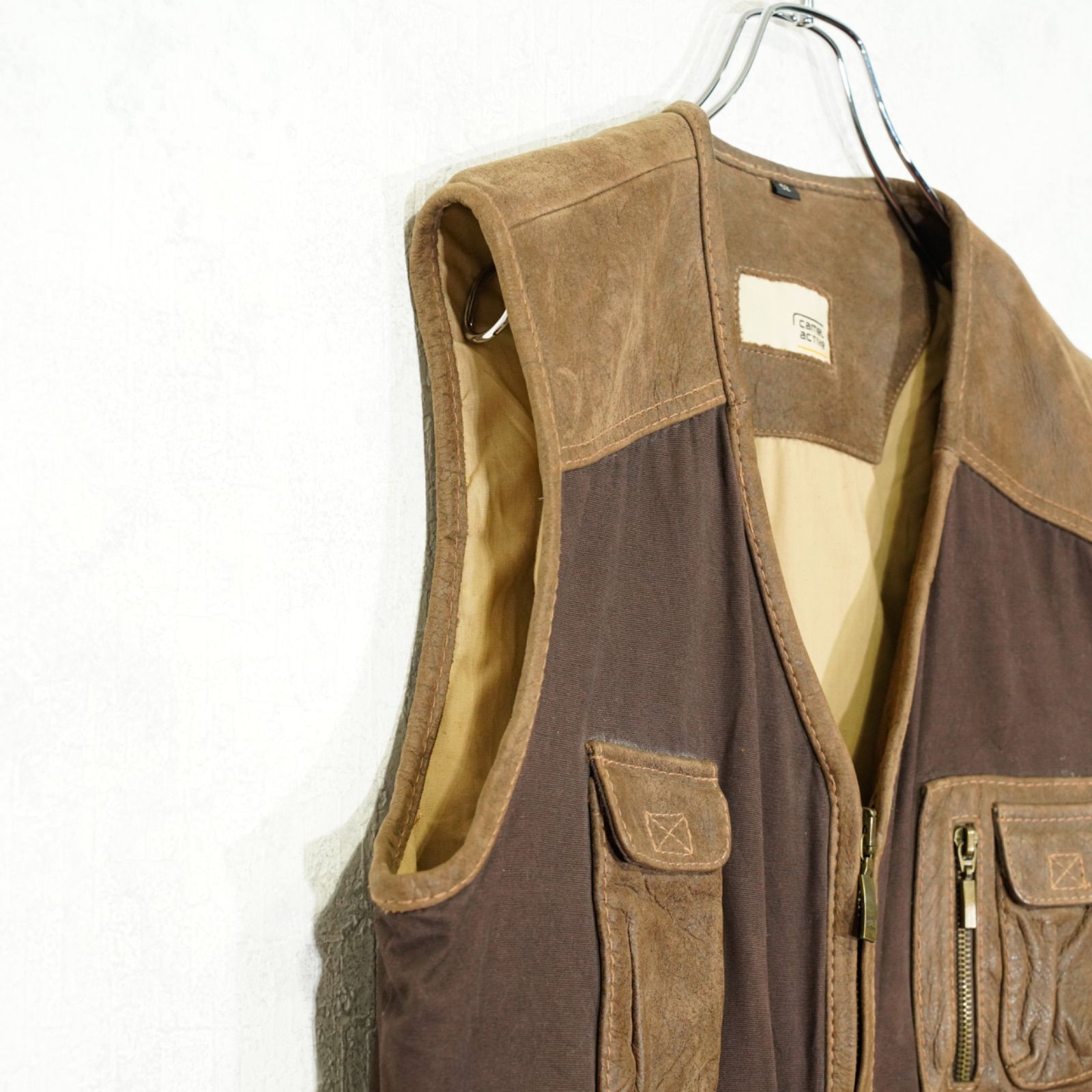 EU VINTAGE camel active LEATHER POCKET DESIGN WORK VEST/ヨーロッパ 