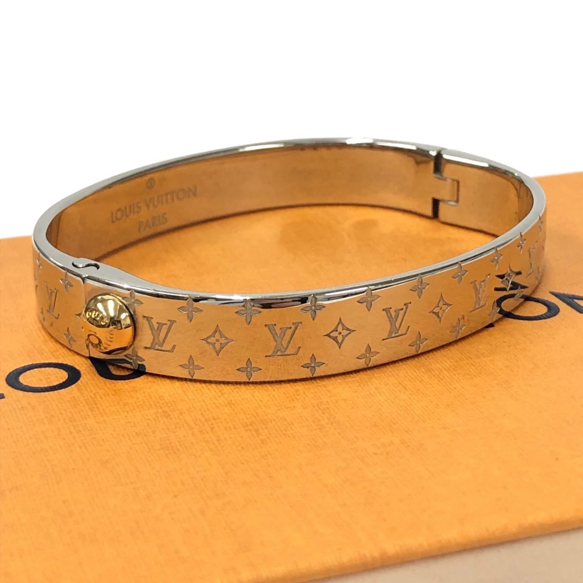 美品 LOUIS VUITTON ルイヴィトン カフ ナノグラム ブレスレット
