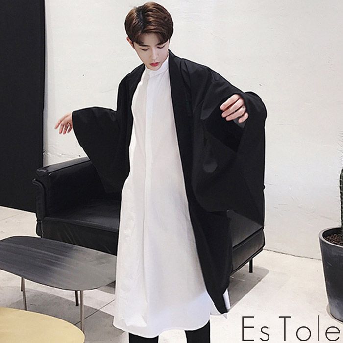 EsTole 黒無地羽織 羽織 カーディガン ゆったり オーバーサイズ