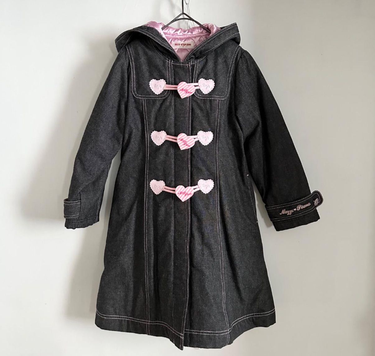 mezzo piano アンゴラ混ダッフルコート 140 ハートボタン 音符 美品