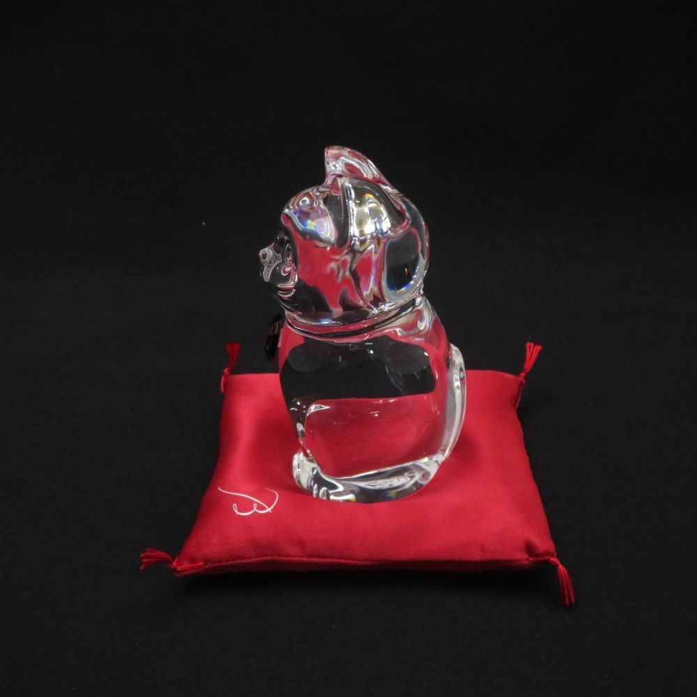 美品 Baccarat バカラ まねき猫 レッドオクトゴン クリスタルオブジェ  