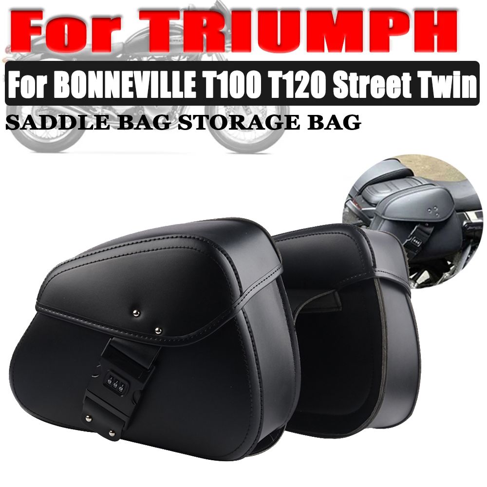 トライアンフ ボンネビル T100 T120 ストリートツイン バイク 二輪アクセサリー レザーサドルバッグ サイドツールラゲッジストレージバッグ